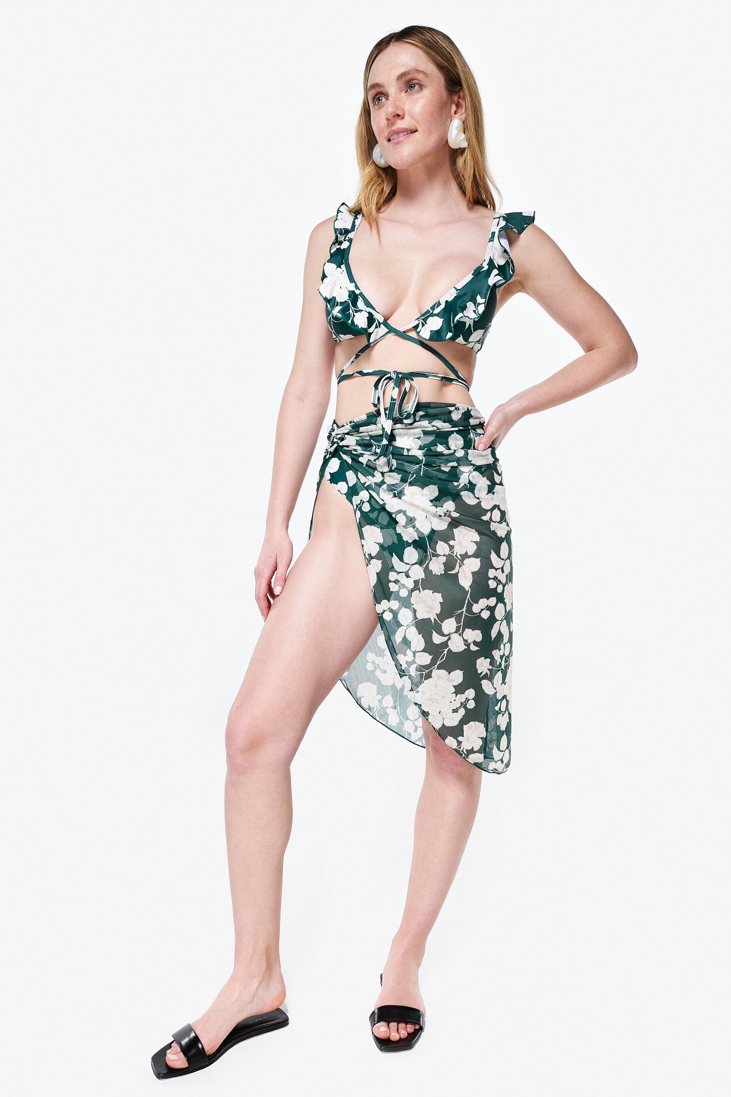Uptown Pull On Skirt in Green Floral
