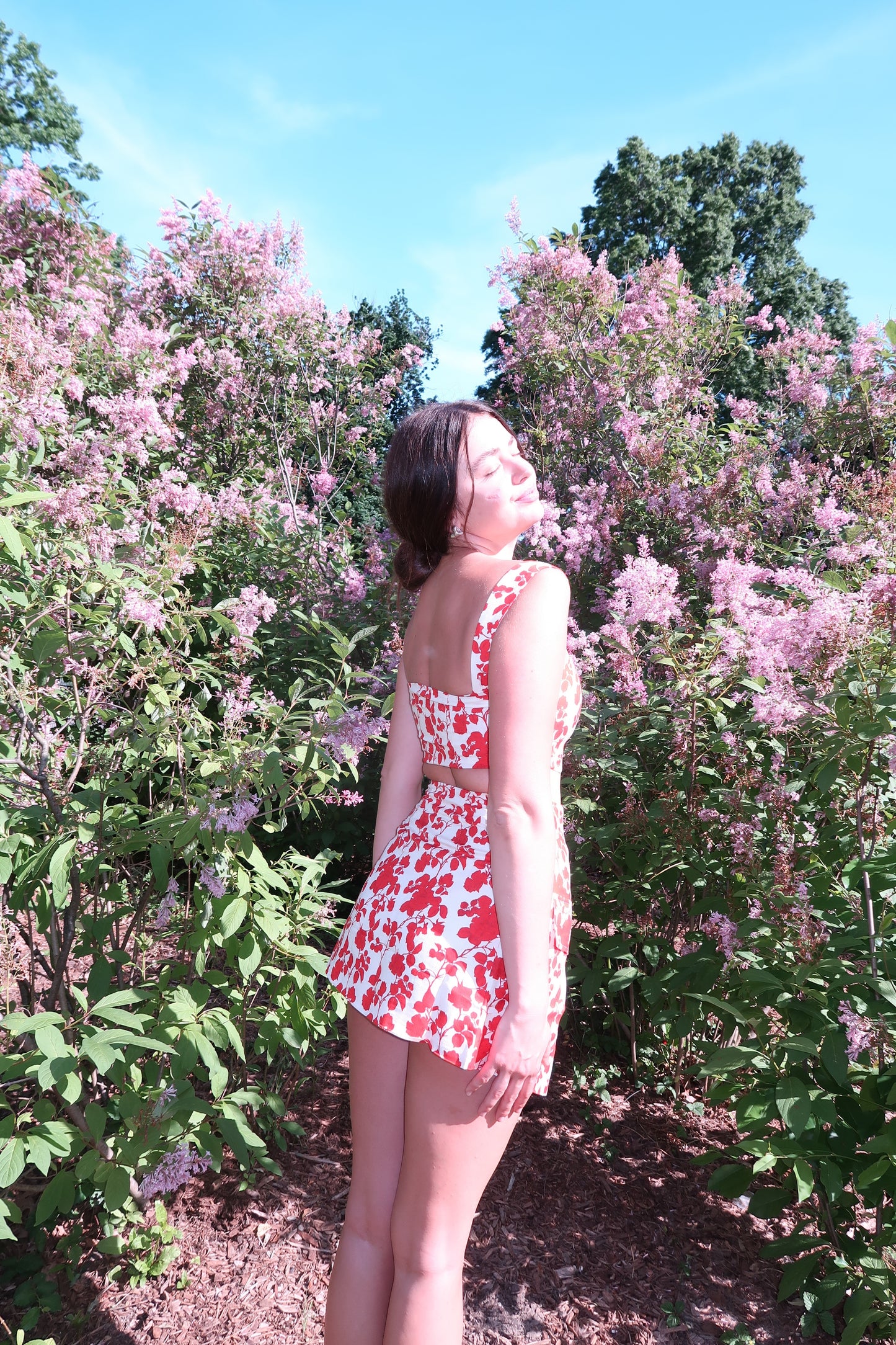 Hampton Linen Crop Top Red Floral - Sister Swim
