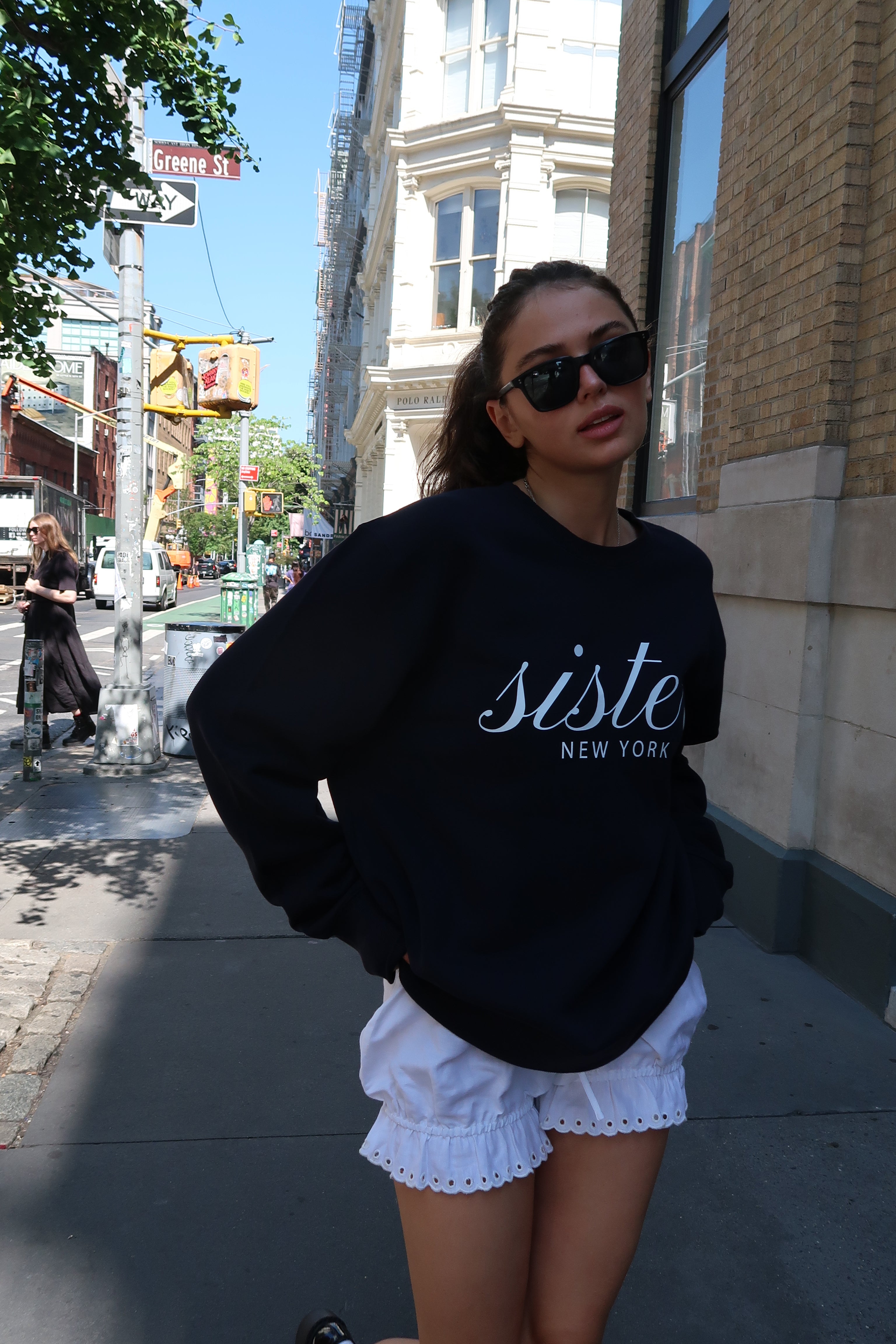 navy black sweatshirt crewneck hoodless