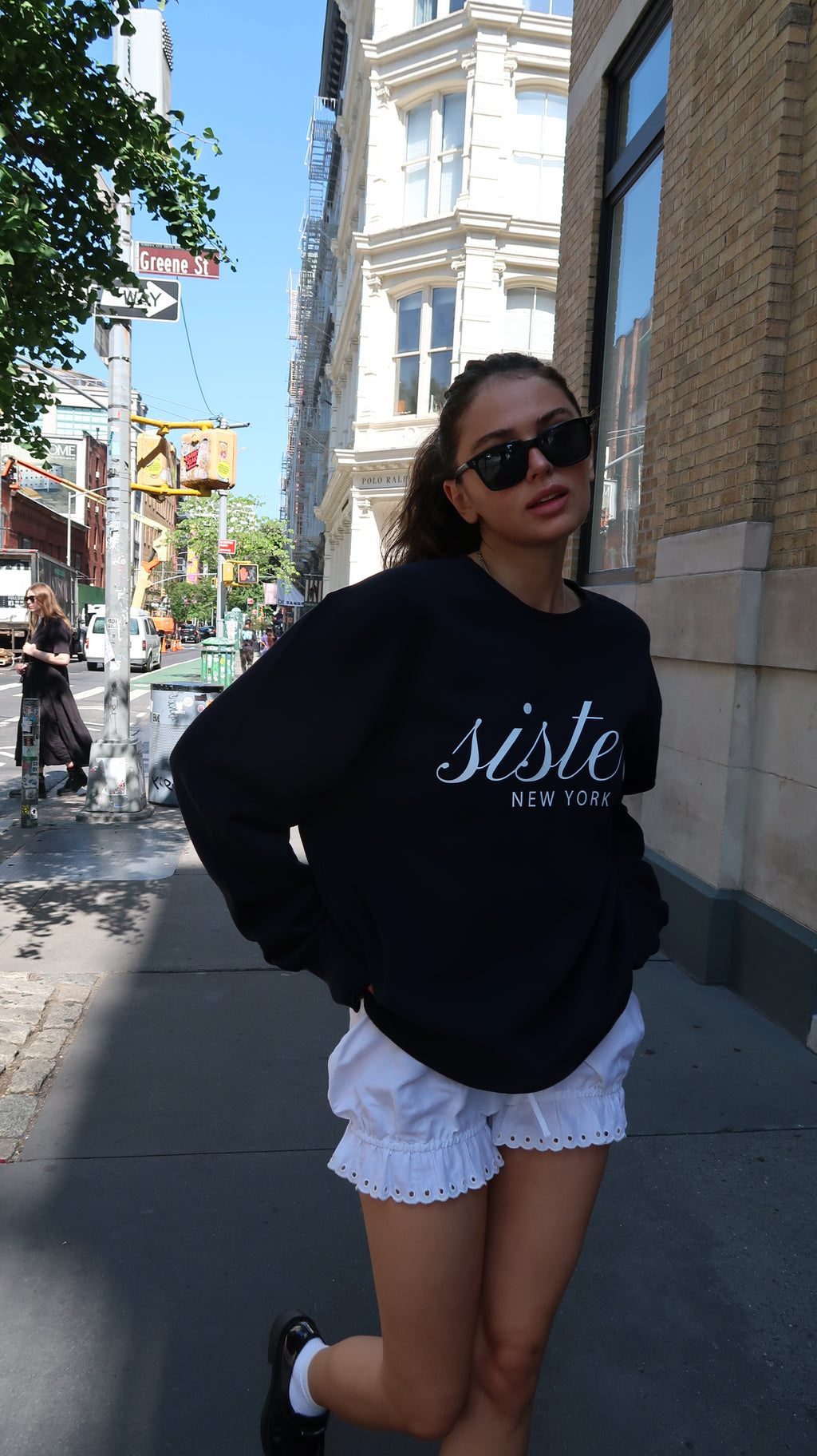 navy black sweatshirt crewneck hoodless