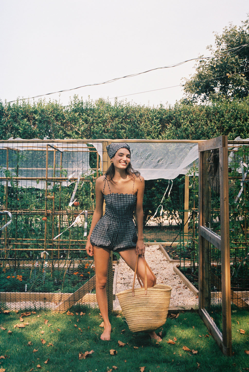 Bette Romper Black and White Check - Sister Swim
