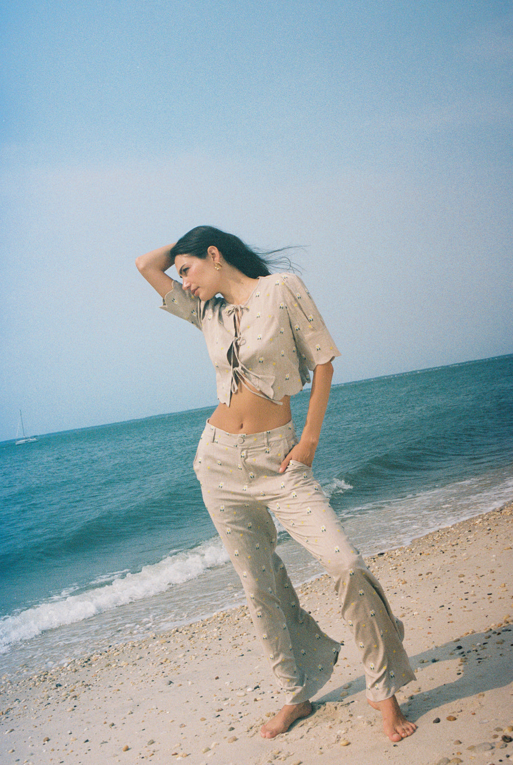Portofino Pant Embroidered Daisy