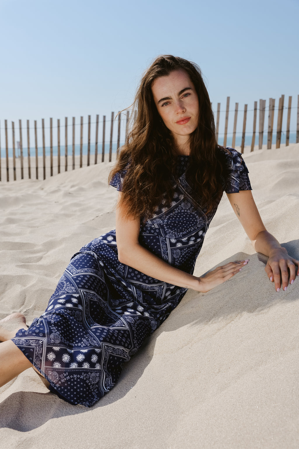 Fox Dress in Navy Bandana