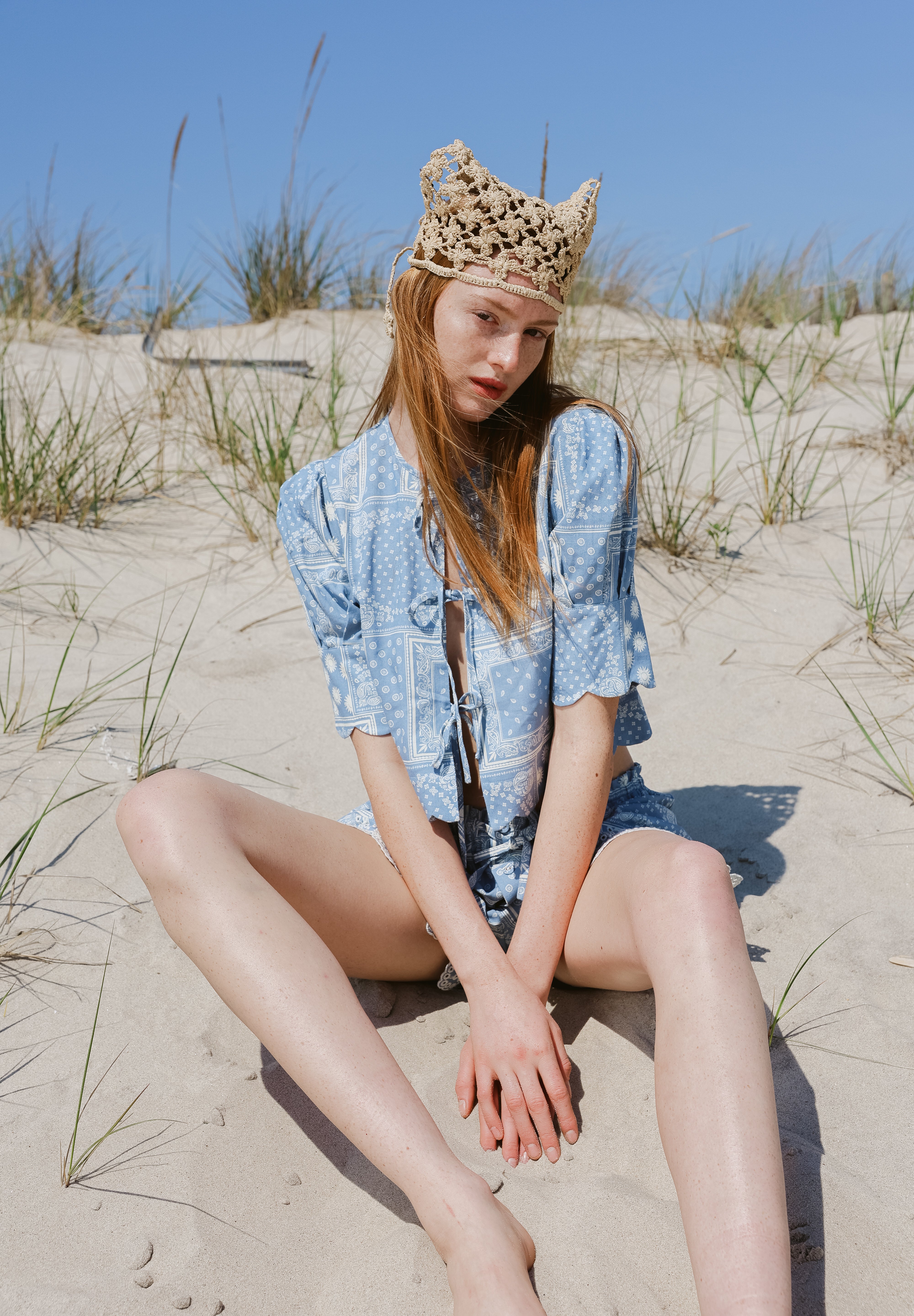 Scalloped Top Sky Bandana Print - Sister NY