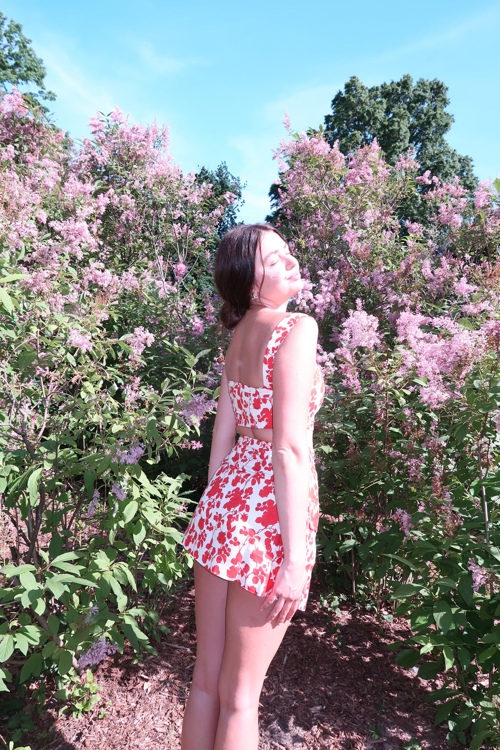 Shannon Linen Cargo Skirt Red Floral - Sister Swim