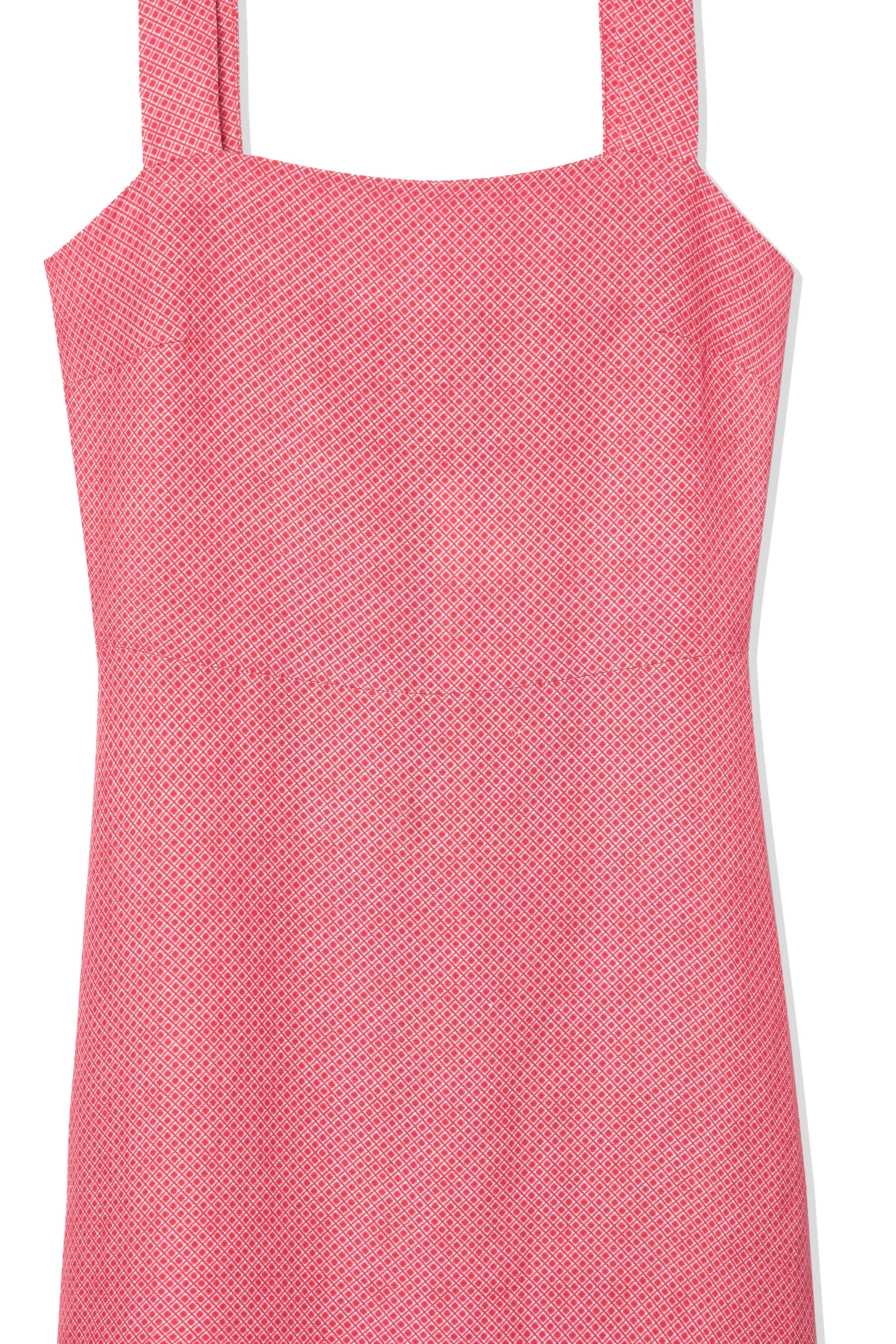 Pink sleeveless summer dress with textured fabric and square neckline, perfect for casual outings and warm weather, available for online purchase at SISTER NY