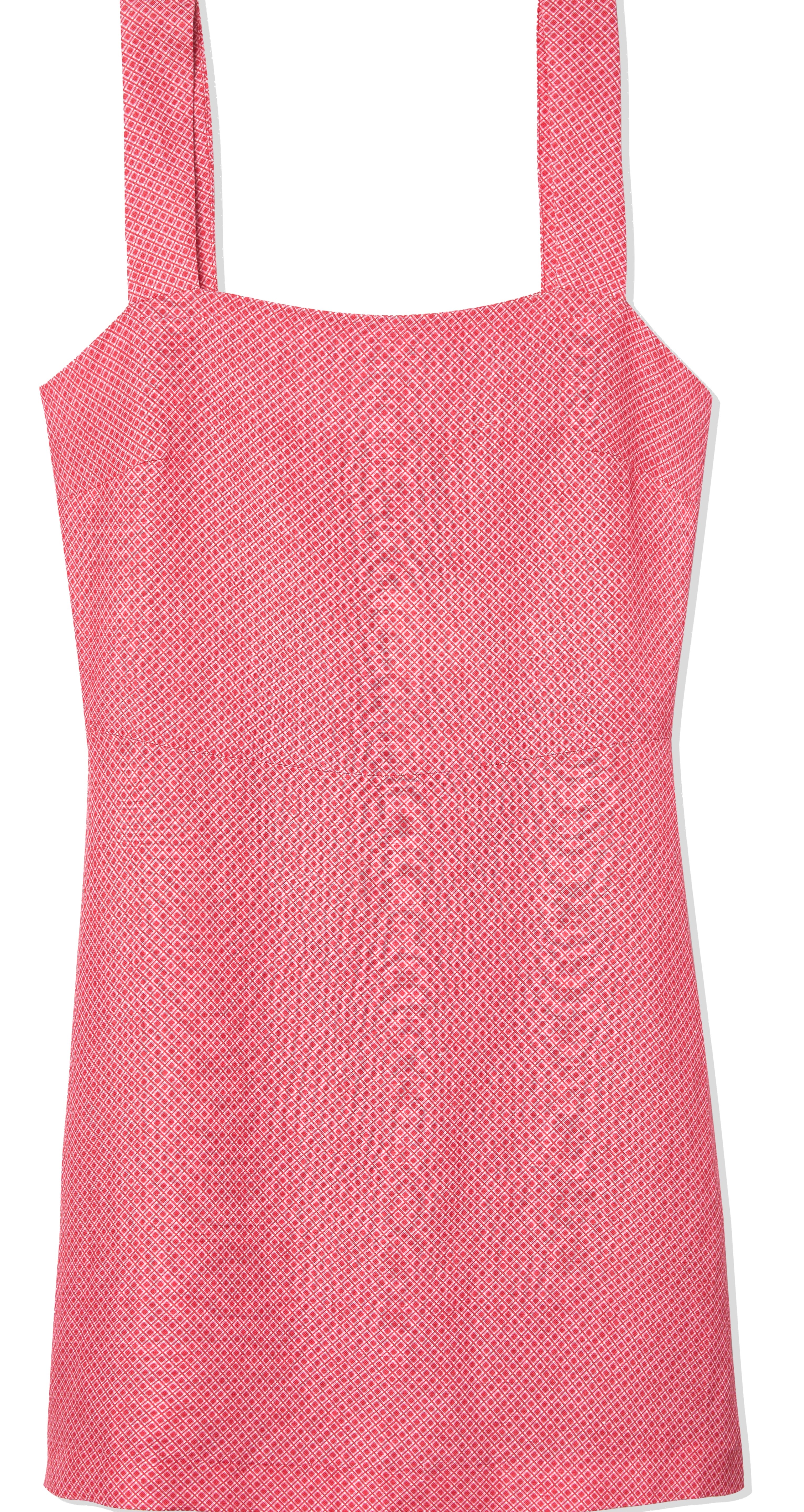 Pink sleeveless summer dress with textured fabric and square neckline, perfect for casual outings and warm weather, available for online purchase at SISTER NY